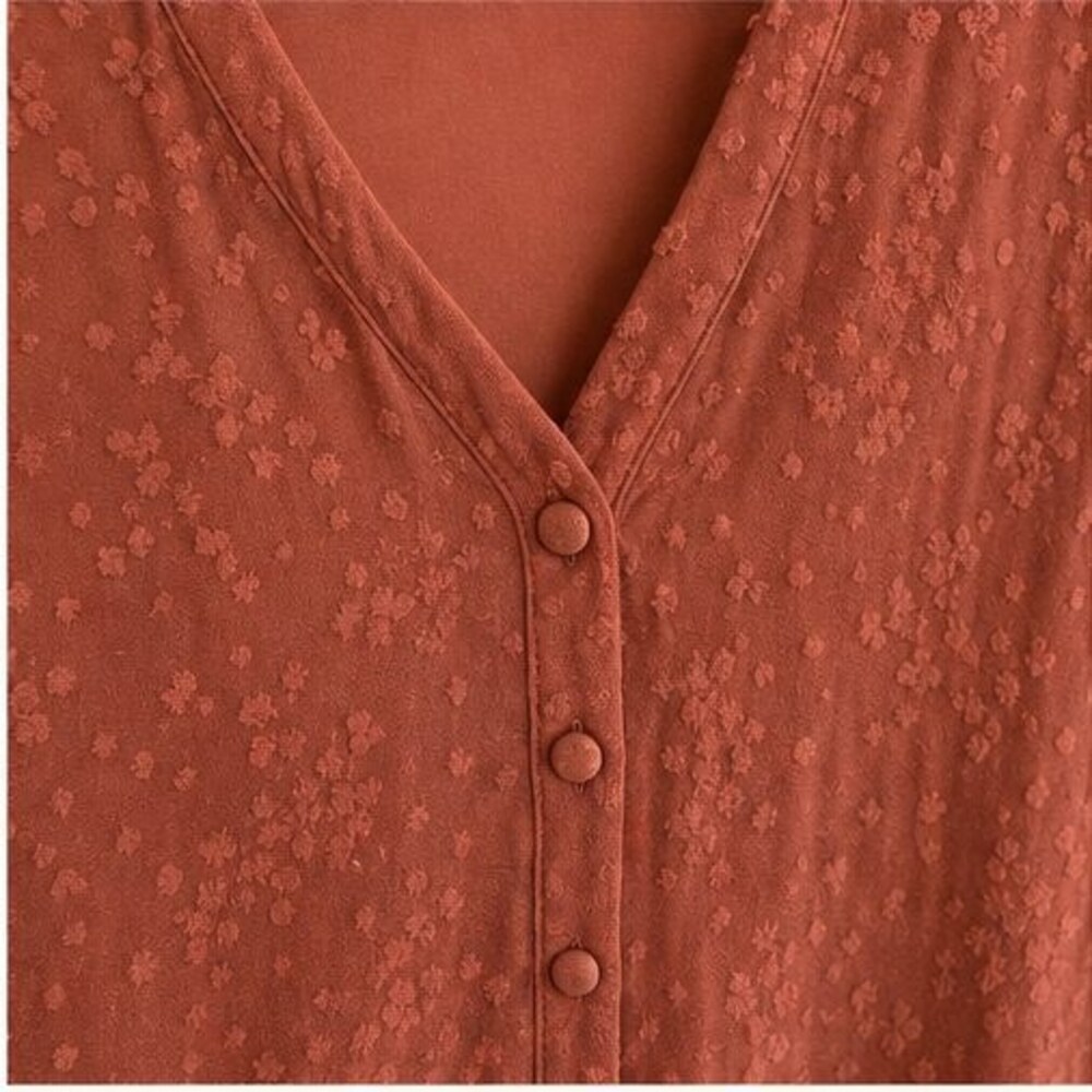 Rust Pleated Blouse - Picture 4 of 6